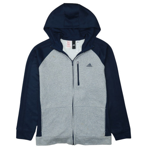 Adidas Boys Grey & Navy Full Zip Fleece Hoodie Size 15-16 Years
