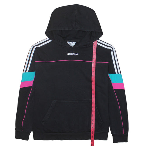 Adidas Women Black Multicoloured Hoodie Size 8 Pullover Logo Hooded