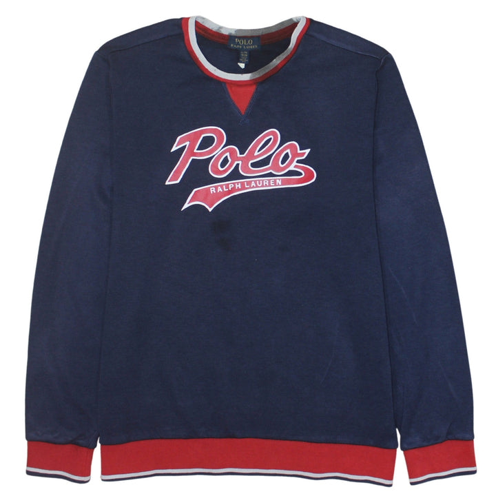 Polo Ralph Lauren Womens Navy Sweatshirt XL Blue Red Trim Logo Pullover