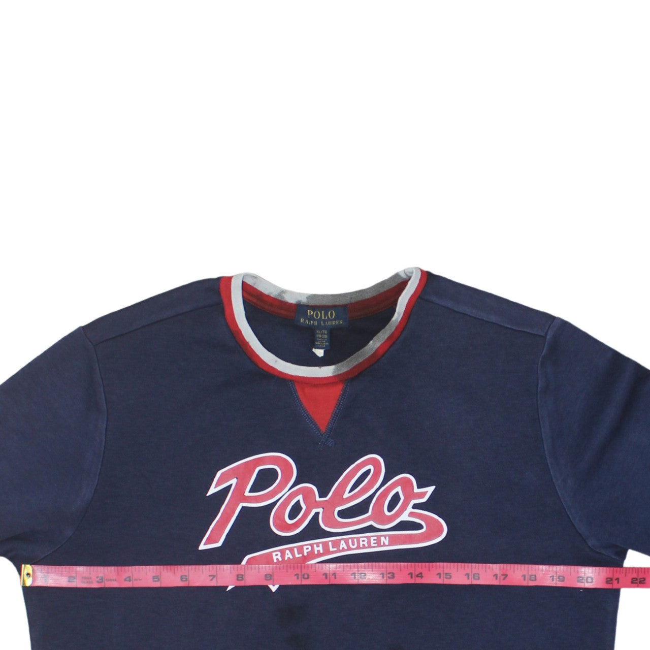 Polo Ralph Lauren Womens Navy Sweatshirt XL Blue Red Trim Logo Pullover