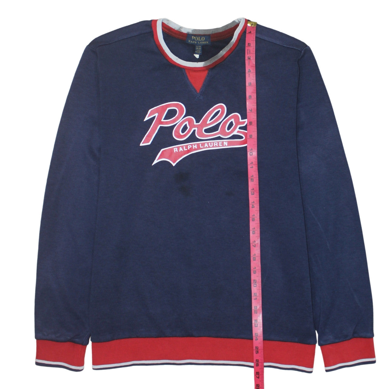 Polo Ralph Lauren Womens Navy Sweatshirt XL Blue Red Trim Logo Pullover
