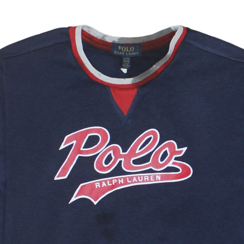 Polo Ralph Lauren Womens Navy Sweatshirt XL Blue Red Trim Logo Pullover