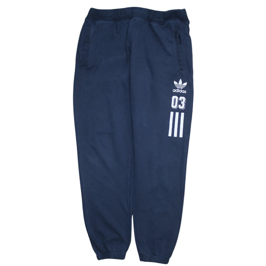 Adidas Mens Navy Blue Jogger Sweatpants L Regular Elastic Waist Pockets