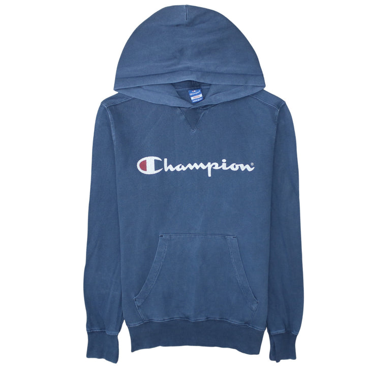Champion Men's Blue Pullover Hoodie Medium Graphic Logo Fleece