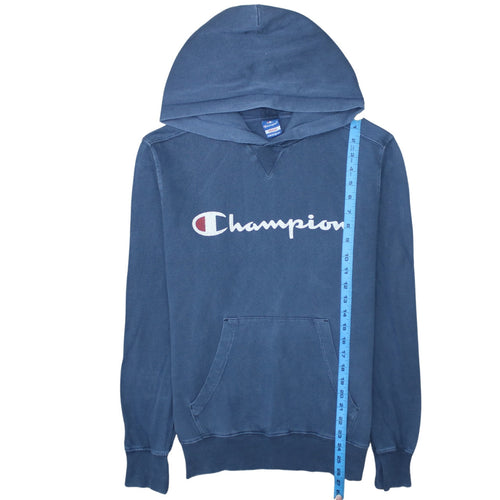 Champion Men's Blue Pullover Hoodie Medium Graphic Logo Fleece