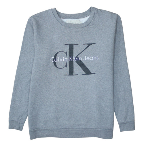Calvin Klein Jeans Mens Grey Logo Pullover Sweatshirt Size M