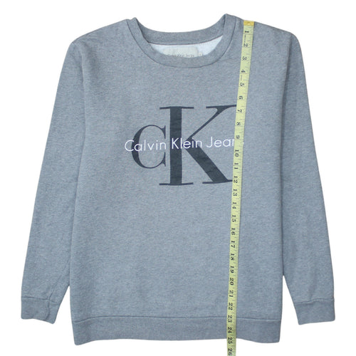 Calvin Klein Jeans Mens Grey Logo Pullover Sweatshirt Size M