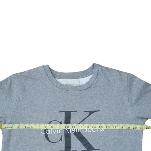 Calvin Klein Jeans Mens Grey Logo Pullover Sweatshirt Size M