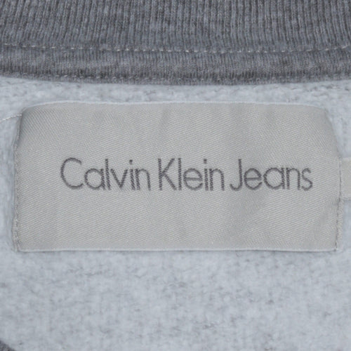 Calvin Klein Jeans Mens Grey Logo Pullover Sweatshirt Size M
