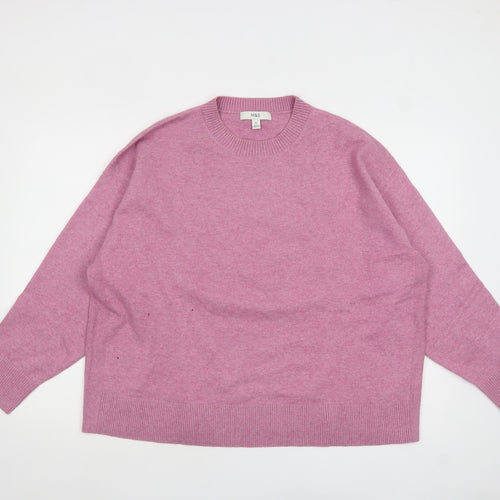 Marks and Spencer Women Pink Crew Neck Wool Blend Jumper XL