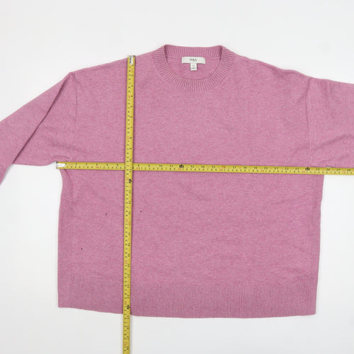 Marks and Spencer Women Pink Crew Neck Wool Blend Jumper XL