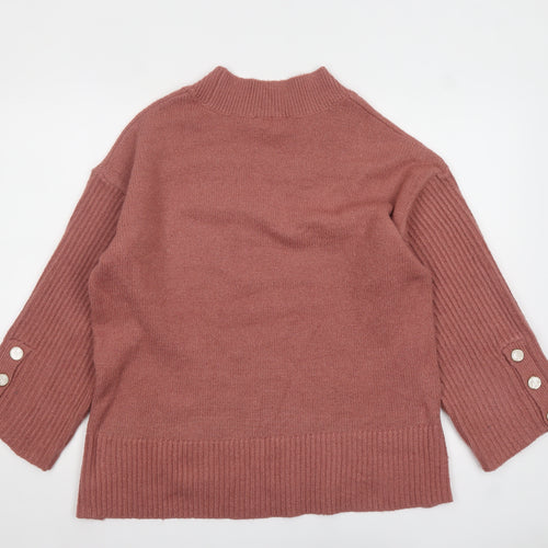 Amara Reya Womens Pink V-Neck Knit Pullover Jumper Size L