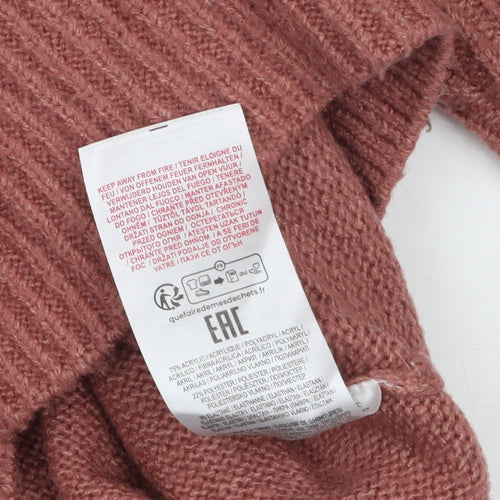 Amara Reya Womens Pink V-Neck Knit Pullover Jumper Size L