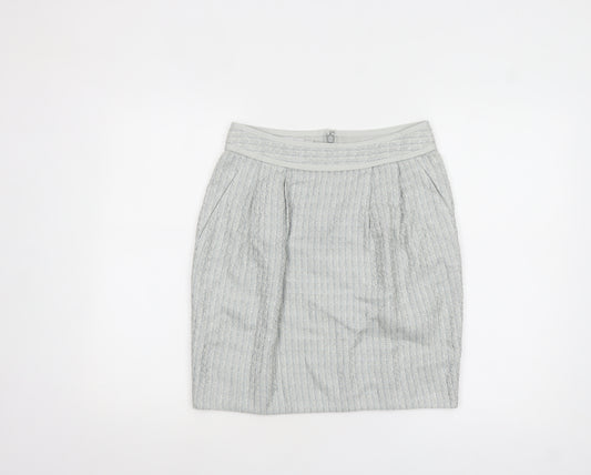 JESIRÉ Women's Grey Linen Blend Pencil Skirt Size 6 Workwear