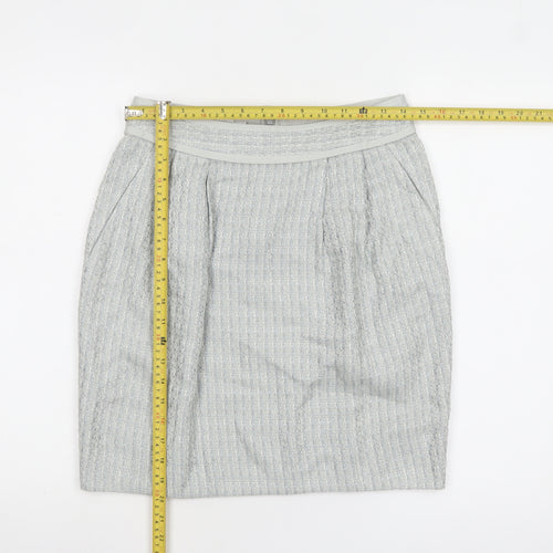 JESIRÉ Women's Grey Linen Blend Pencil Skirt Size 6 Workwear
