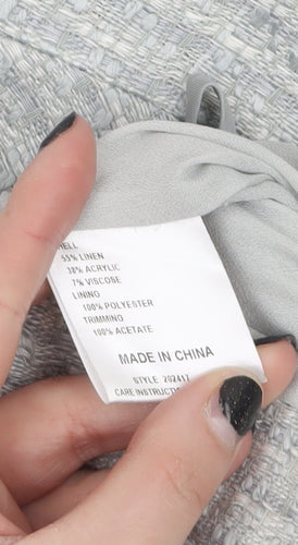 JESIRÉ Women's Grey Linen Blend Pencil Skirt Size 6 Workwear