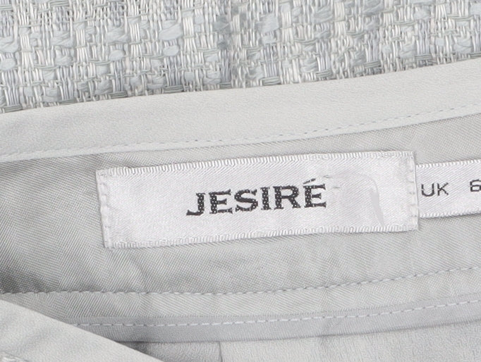 JESIRÉ Women's Grey Linen Blend Pencil Skirt Size 6 Workwear