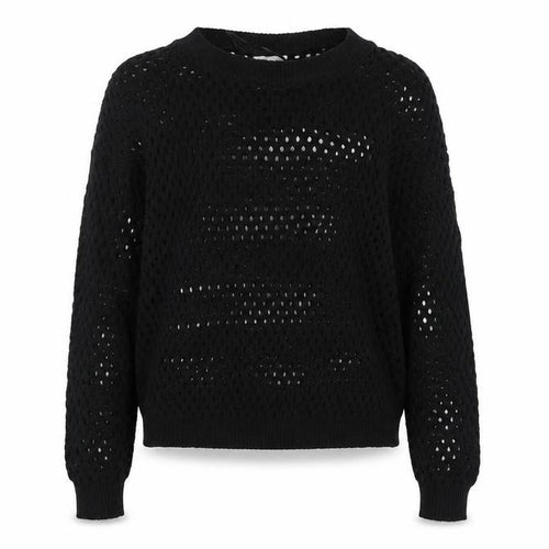 New Look Women’s Black Open-Knit Cotton Blend Jumper Size 12