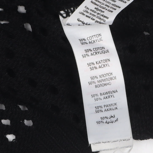 New Look Women’s Black Open-Knit Cotton Blend Jumper Size 12