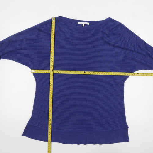 Next Women Blue Acrylic Rib Knit Boat Neck Jumper L