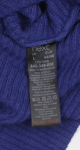 Next Women Blue Acrylic Rib Knit Boat Neck Jumper L