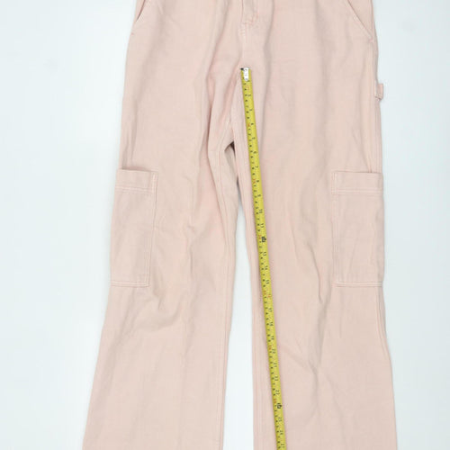 H&M Womens Pink Wide-Leg Cargo Jeans Size 12 Cotton