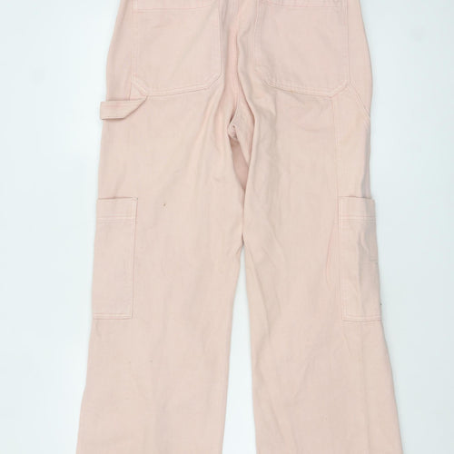 H&M Womens Pink Wide-Leg Cargo Jeans Size 12 Cotton