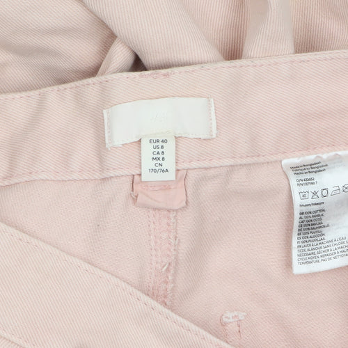 H&M Womens Pink Wide-Leg Cargo Jeans Size 12 Cotton