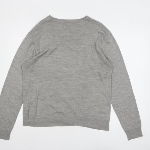 Pierre Cardin Men's Grey Acrylic V-Neck Jumper Size L