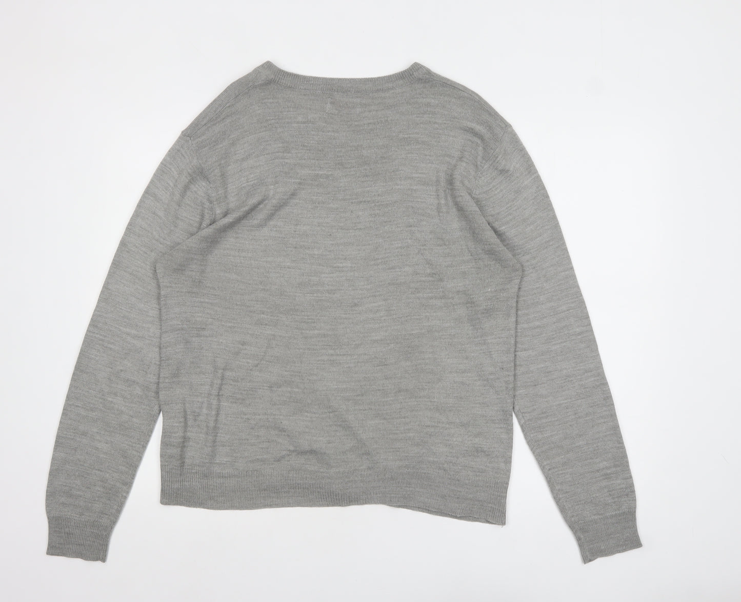 Pierre Cardin Men's Grey Acrylic V-Neck Jumper Size L