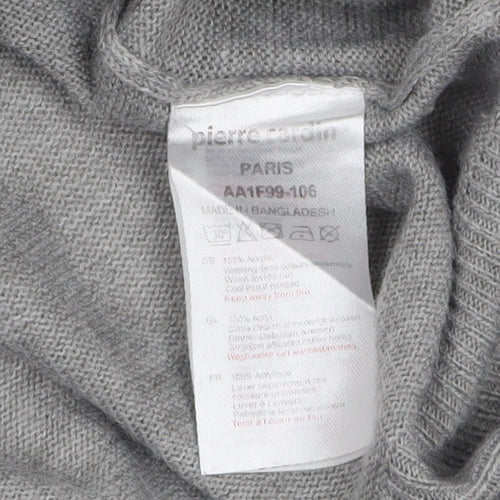 Pierre Cardin Men's Grey Acrylic V-Neck Jumper Size L