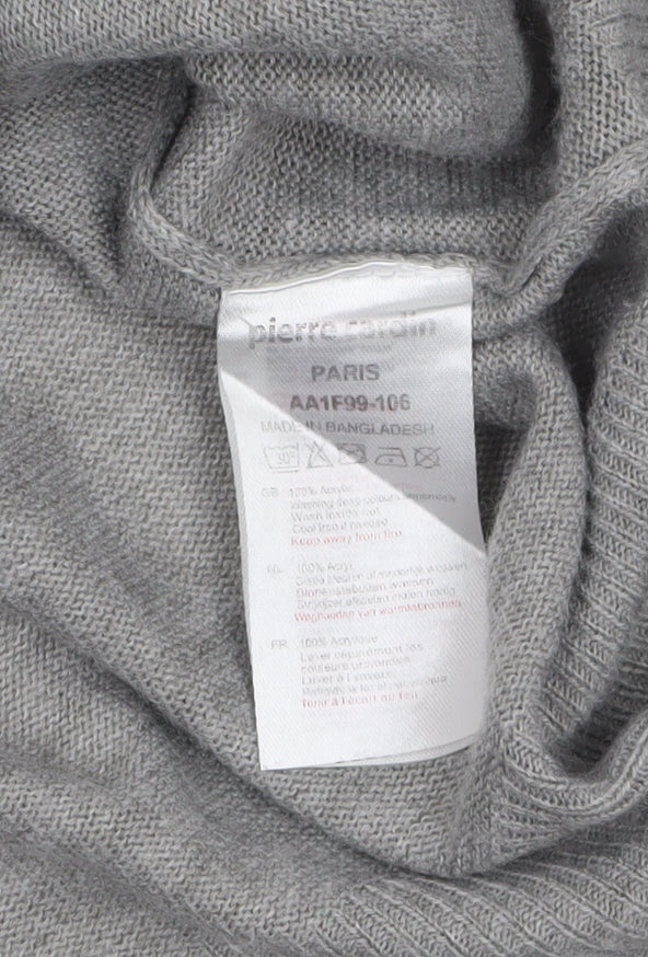 Pierre Cardin Men's Grey Acrylic V-Neck Jumper Size L