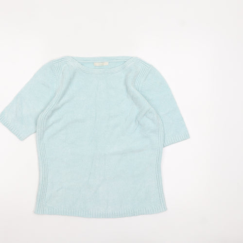 Marks and Spencer Women's Light Green Knit Short Sleeve Jumper UK 10