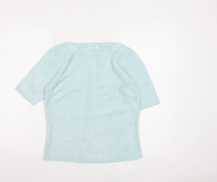Marks and Spencer Women's Light Green Knit Short Sleeve Jumper UK 10
