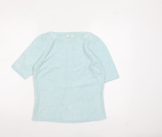 Marks and Spencer Women's Light Green Knit Short Sleeve Jumper UK 10