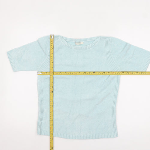 Marks and Spencer Women's Light Green Knit Short Sleeve Jumper UK 10