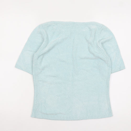 Marks and Spencer Women's Light Green Knit Short Sleeve Jumper UK 10
