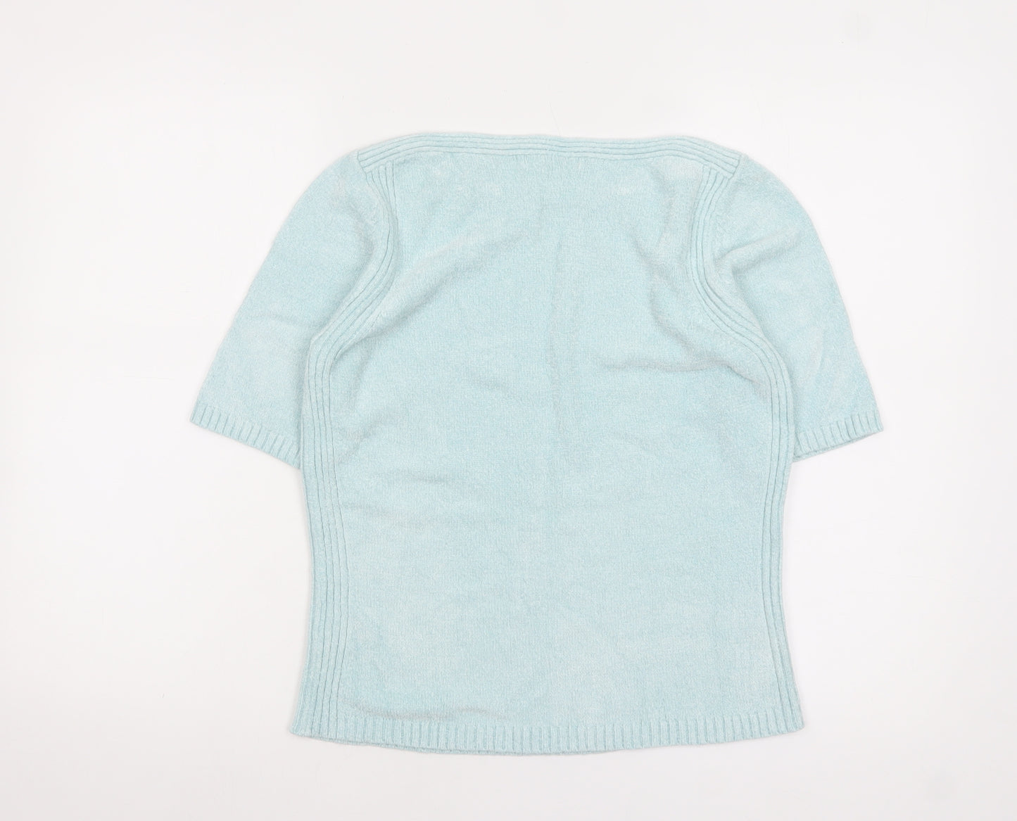 Marks and Spencer Women's Light Green Knit Short Sleeve Jumper UK 10
