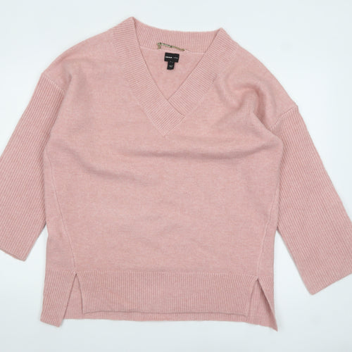 River Island Women’s Pink V-Neck 3/4 Sleeve Knit Jumper M