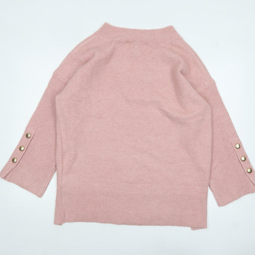 River Island Women’s Pink V-Neck 3/4 Sleeve Knit Jumper M