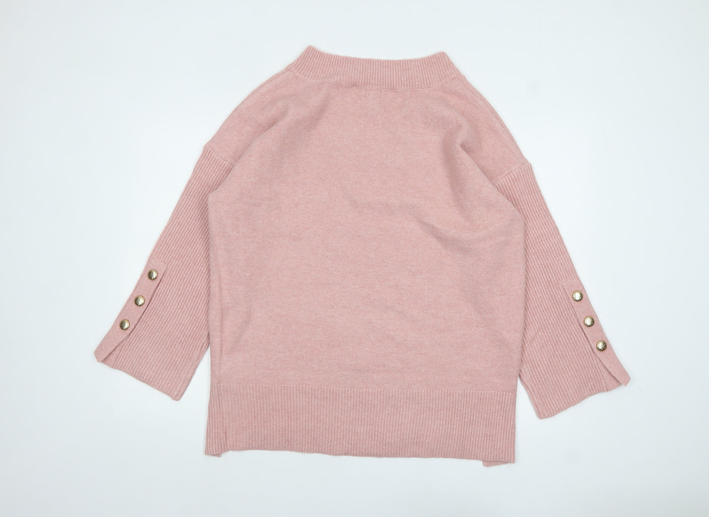 River Island Women’s Pink V-Neck 3/4 Sleeve Knit Jumper M
