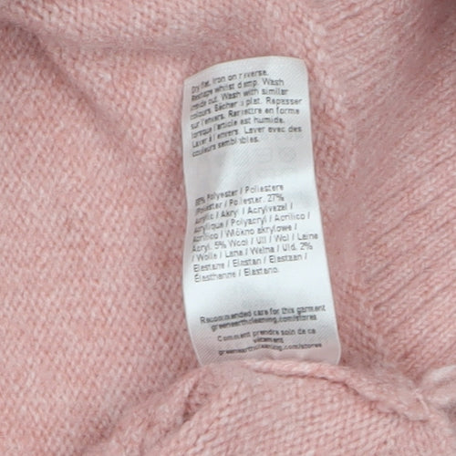 River Island Women’s Pink V-Neck 3/4 Sleeve Knit Jumper M