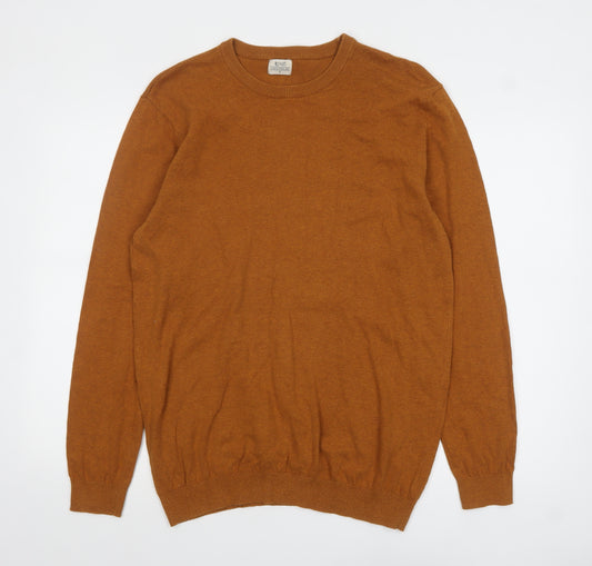 ACW85 Men's Brown Cotton Crew Neck Jumper M