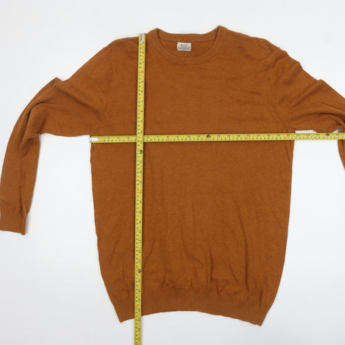 ACW85 Men's Brown Cotton Crew Neck Jumper M