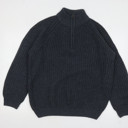 P.G. Field Men’s Blue Chunky Knit 1/2 Zip Jumper XL Acrylic Country Style