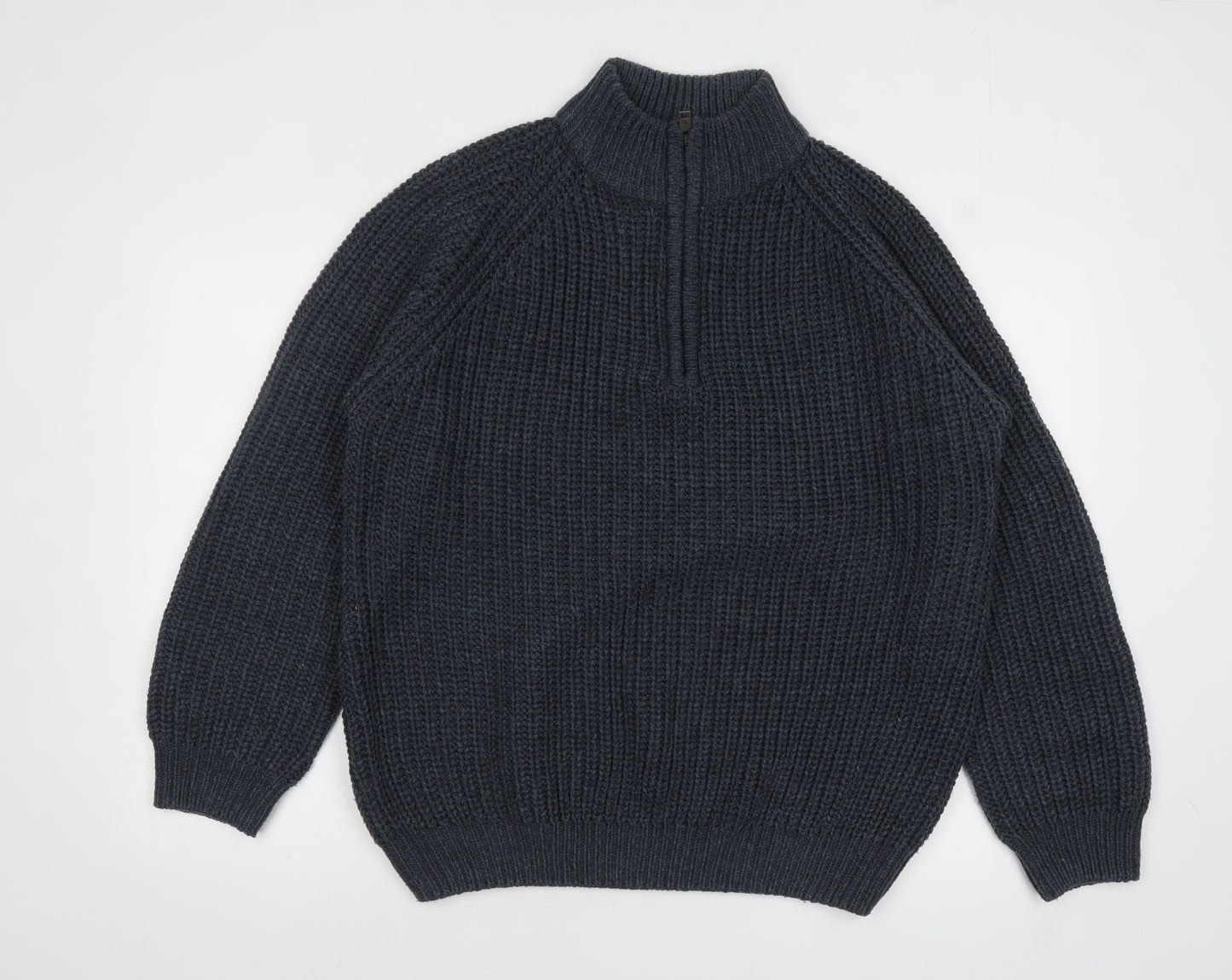P.G. Field Men’s Blue Chunky Knit 1/2 Zip Jumper XL Acrylic Country Style