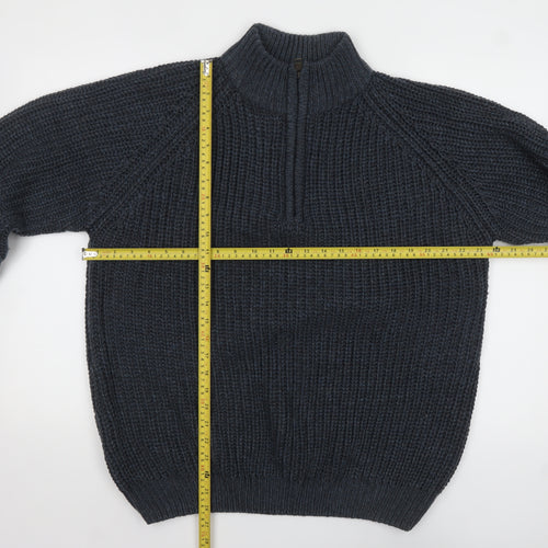 P.G. Field Men’s Blue Chunky Knit 1/2 Zip Jumper XL Acrylic Country Style