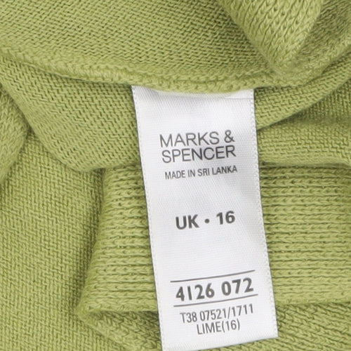 Marks and Spencer Women Green Size 16 Knit Tunic Jumper