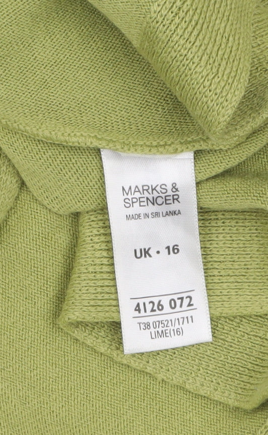Marks and Spencer Women Green Size 16 Knit Tunic Jumper