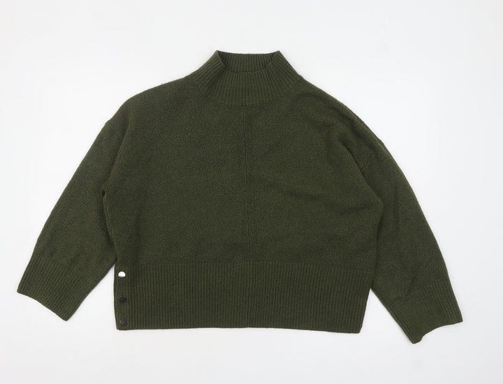 Tu Women Green Mock Neck Knit Pullover Jumper Size L